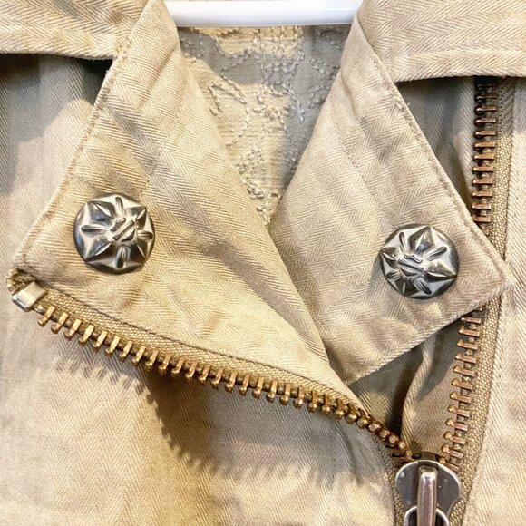 Harley-Davidson Tan Embroidered Sugar Skull Moto Style Jacket Size Small - Picture 5 of 9